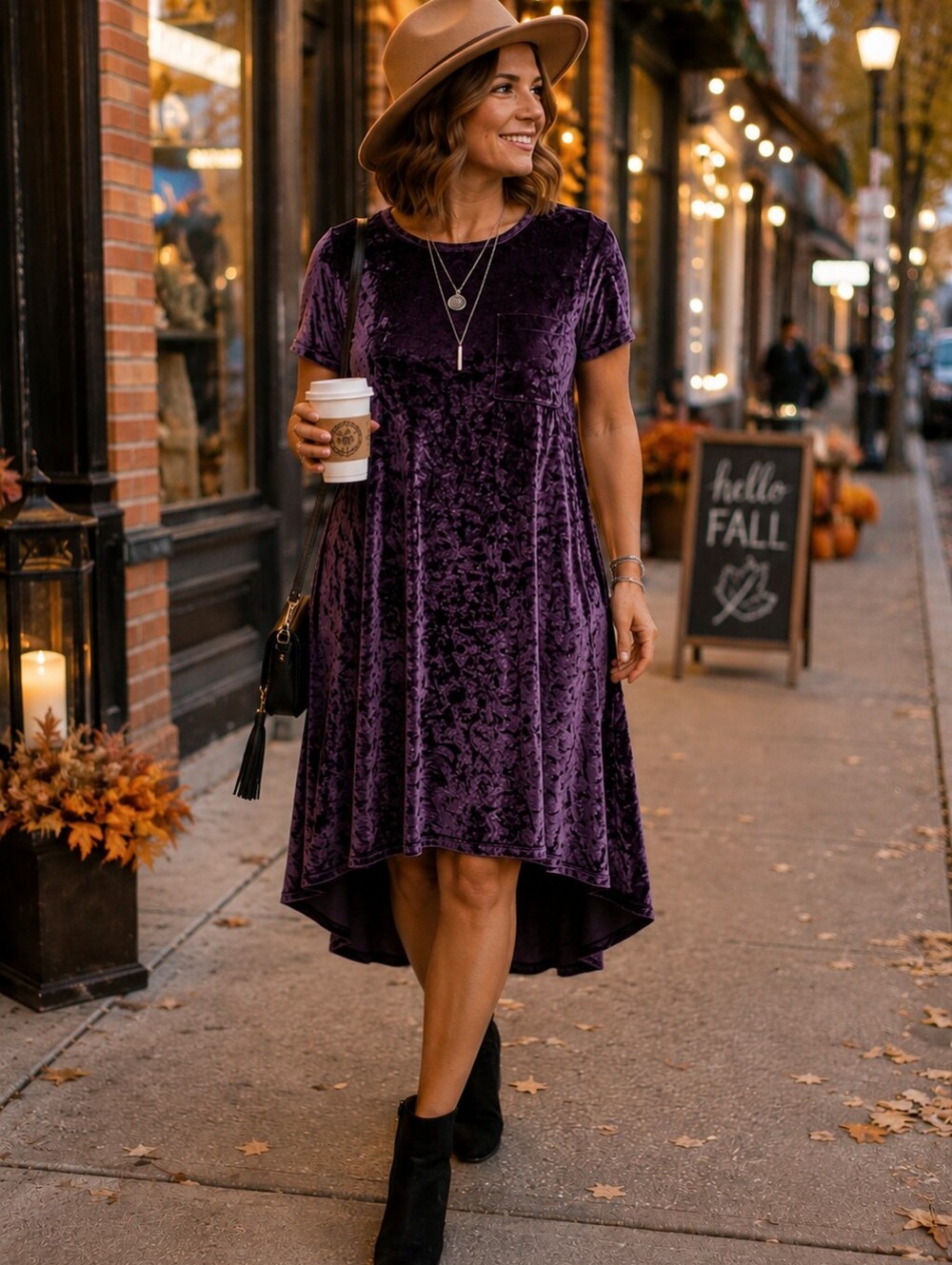 LuLaRoe Carly Eggplant Purple Crushed Velvet High-Low Dress Size Medium